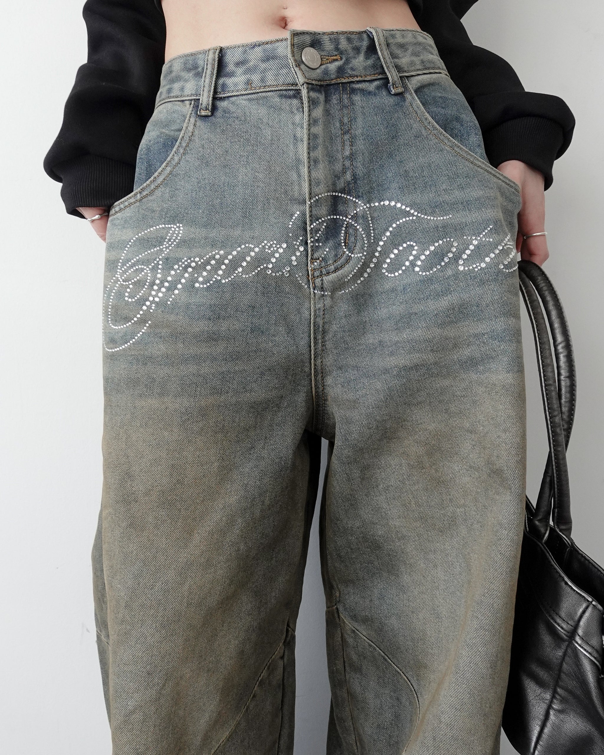 再入荷なし】ラインストーンデザインデニムパンツ – lucias tokyo