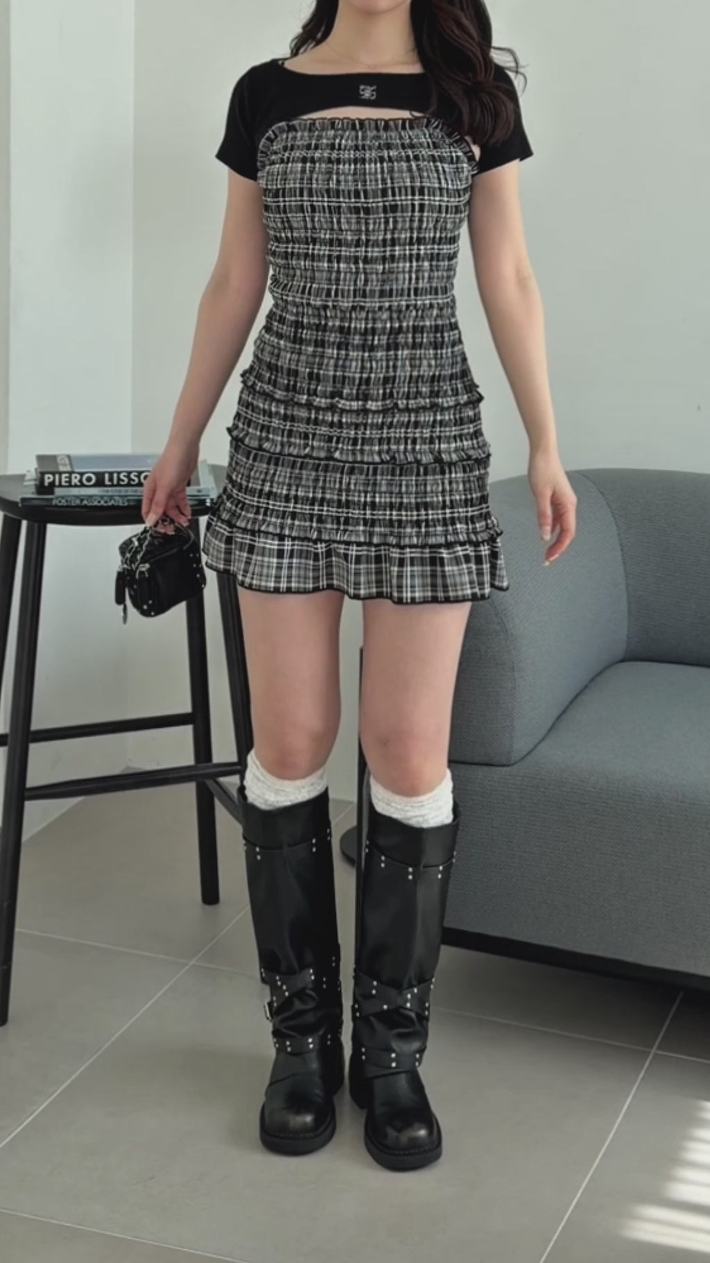 シャーリングストレッチミニワンピース – lucias tokyo