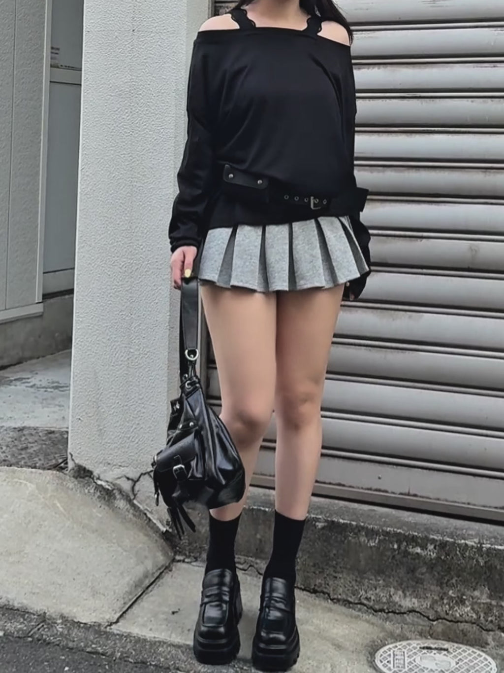 グレースショルダートップス　ブラック36 ショルダーオープンオーバートップス – lucias tokyo